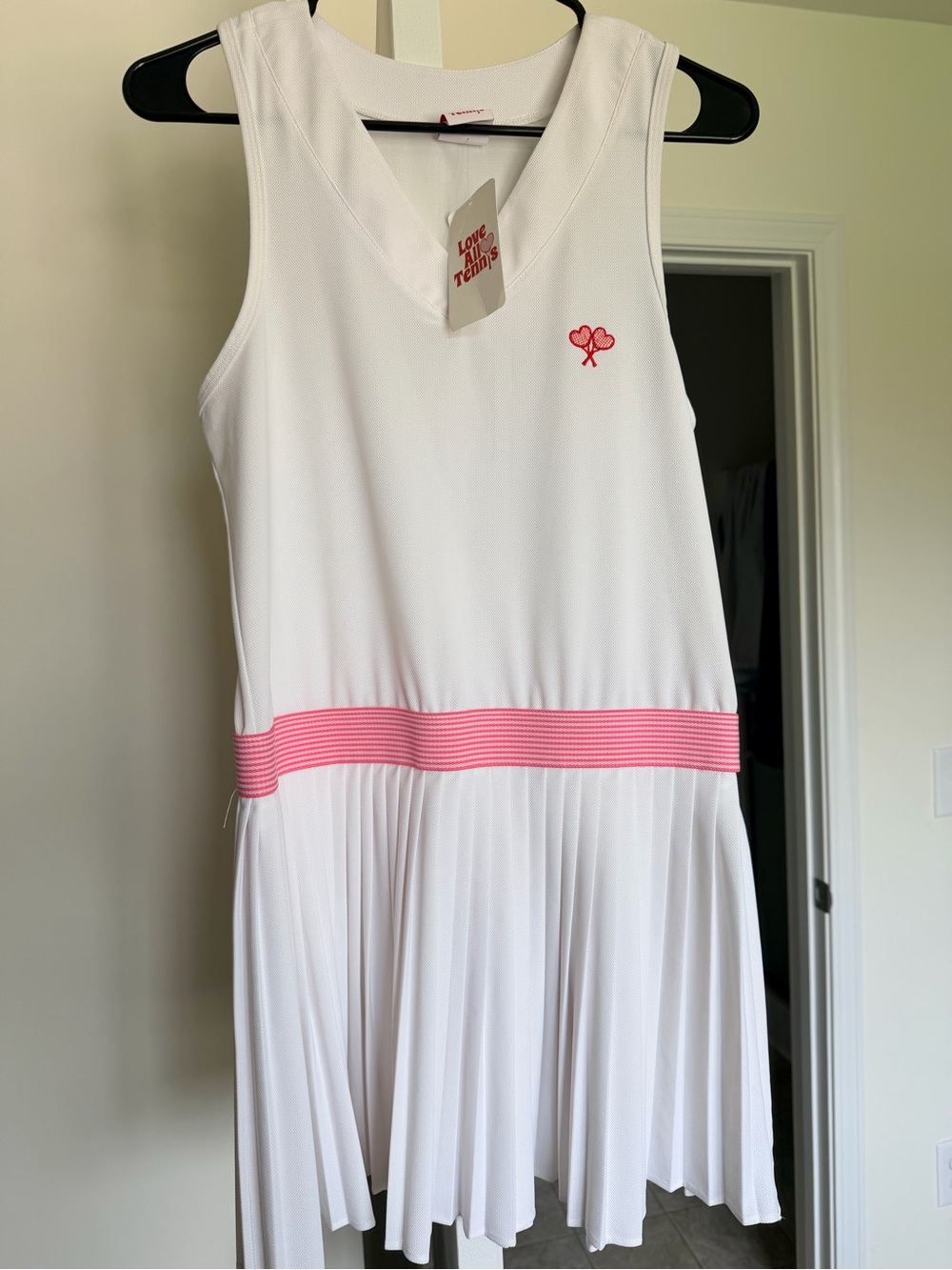 Kids White & Pink Tennis Dress with Heart Logo